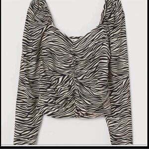 H&M Puff Sleeve Zebra Print Blouse